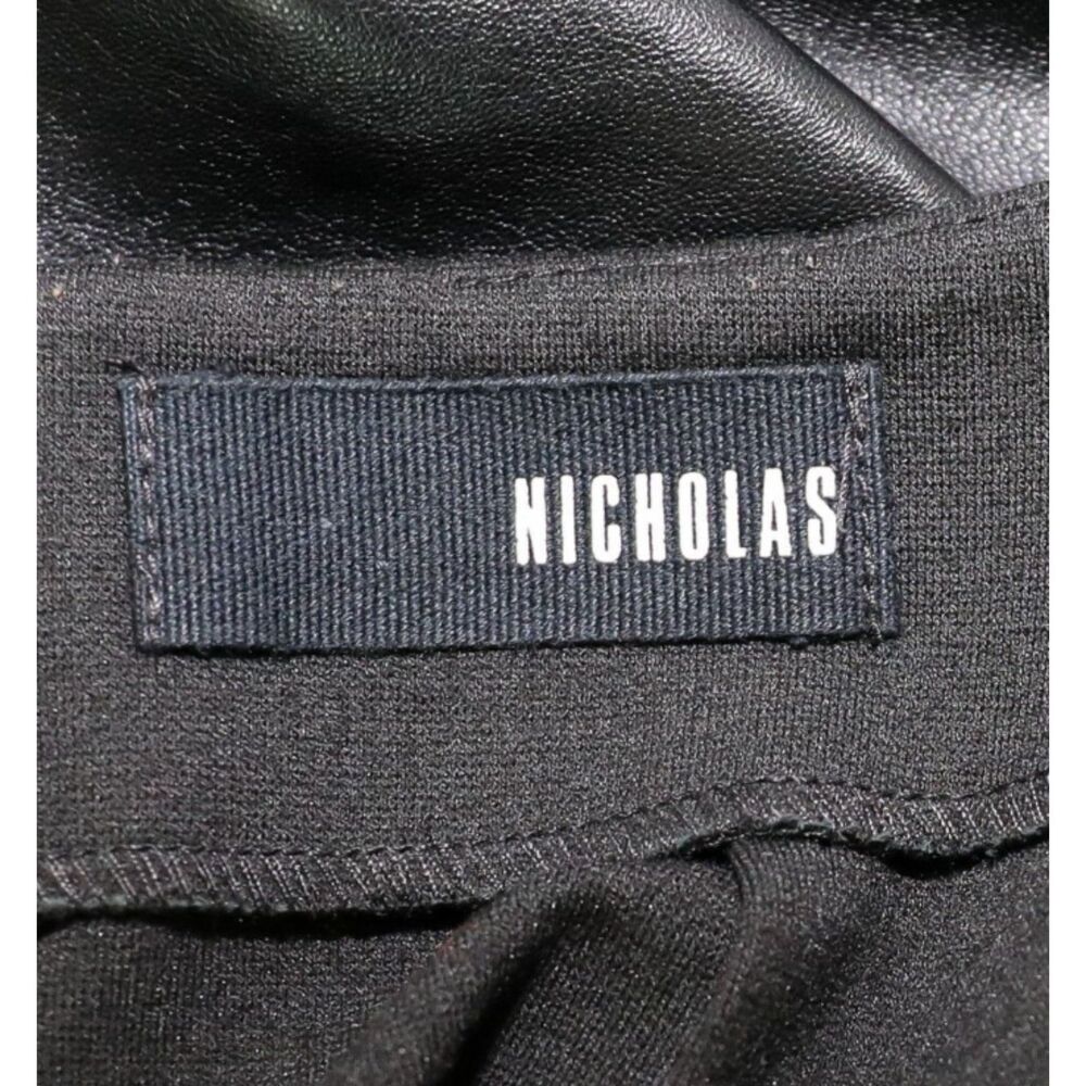 Nicholas Black Leather Pencil Skirt Front Slit Knee Length Fitted Womens Size S - Picture 4 of 4